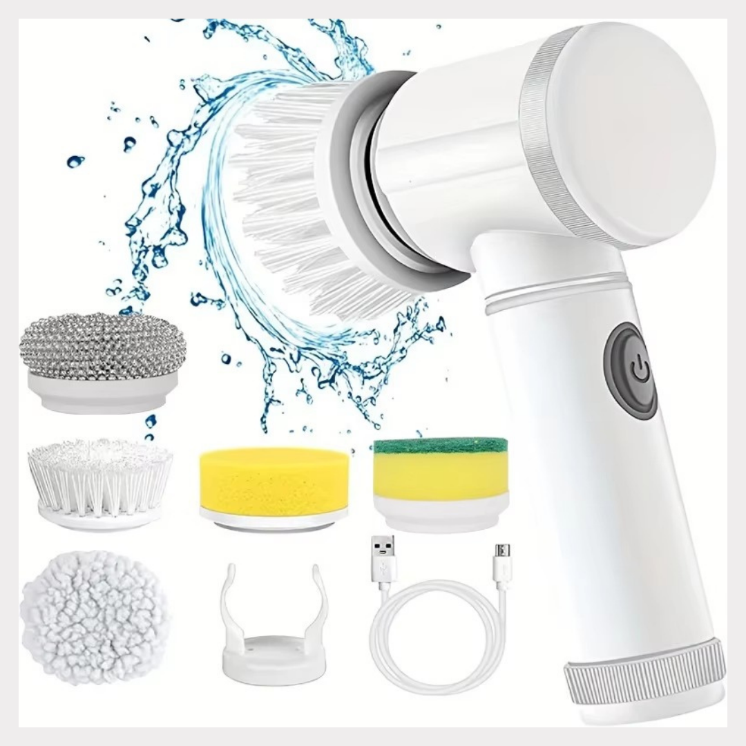 5-in-1 Electric Rotating Brush: Multifunctional, Waterproof, USB Rechargeable, and Replaceableeable