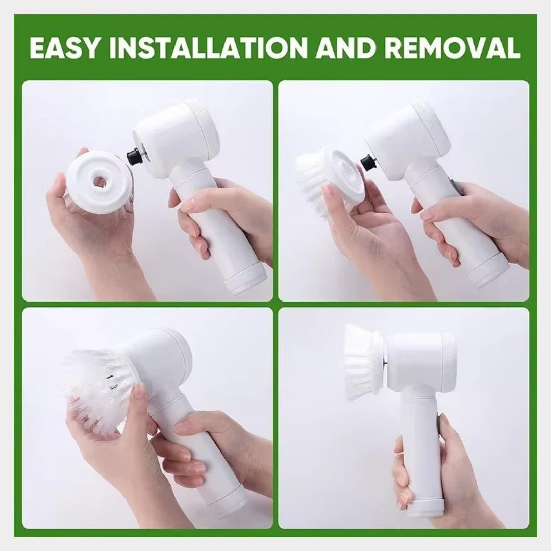 5-in-1 Electric Rotating Brush: Multifunctional, Waterproof, USB Rechargeable, and Replaceableeable