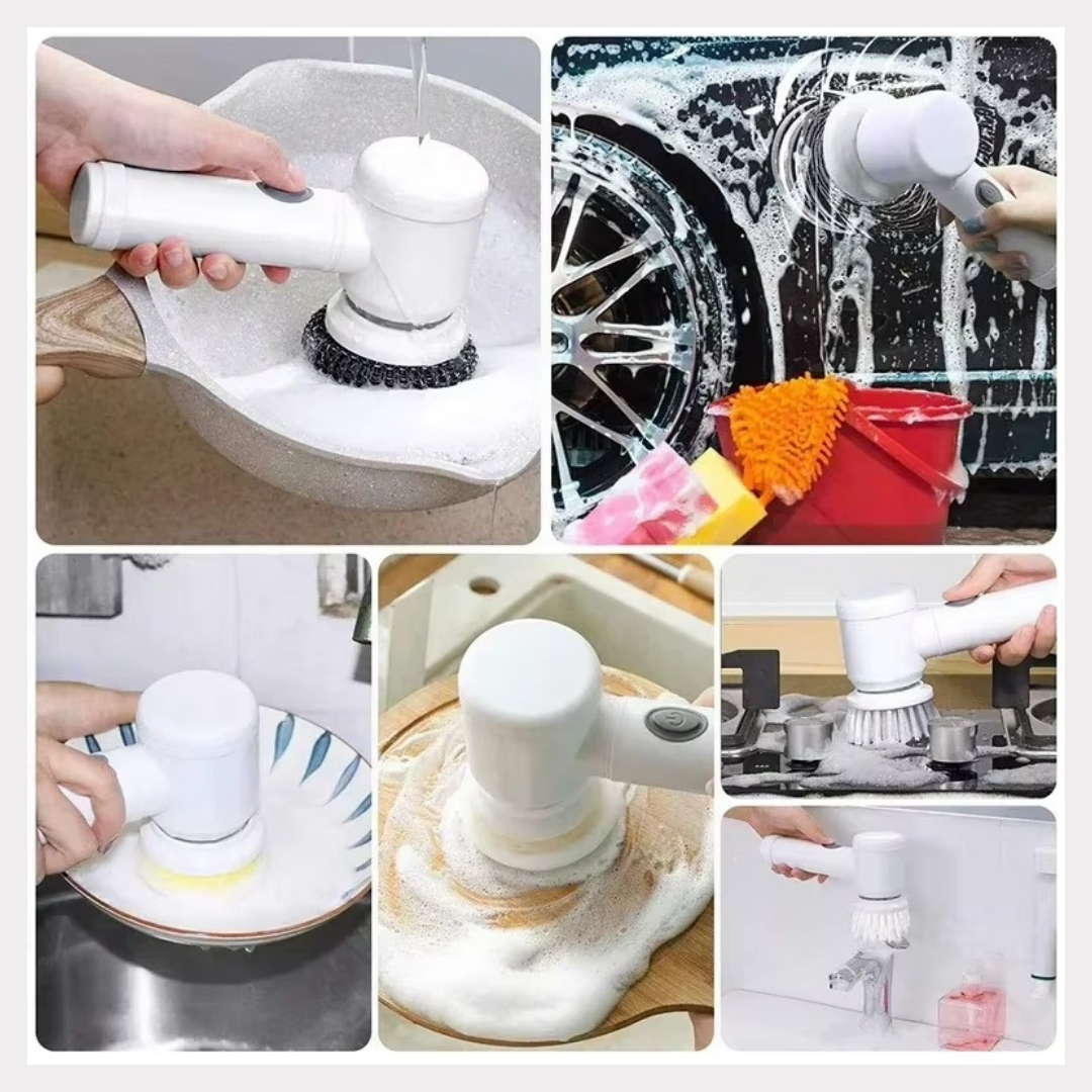 5-in-1 Electric Rotating Brush: Multifunctional, Waterproof, USB Rechargeable, and Replaceableeable